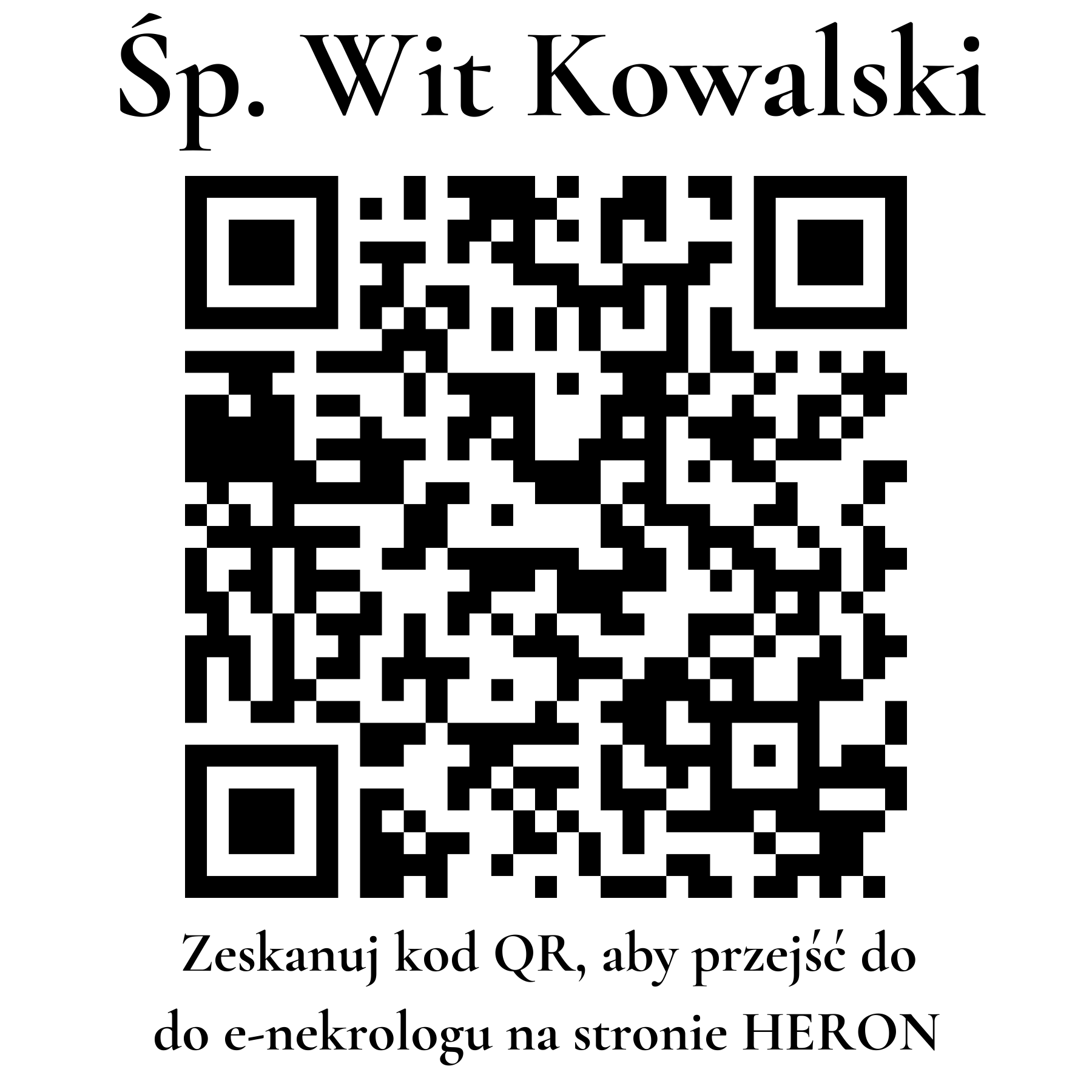 Kod QR do nekrologu Wit Kowalski