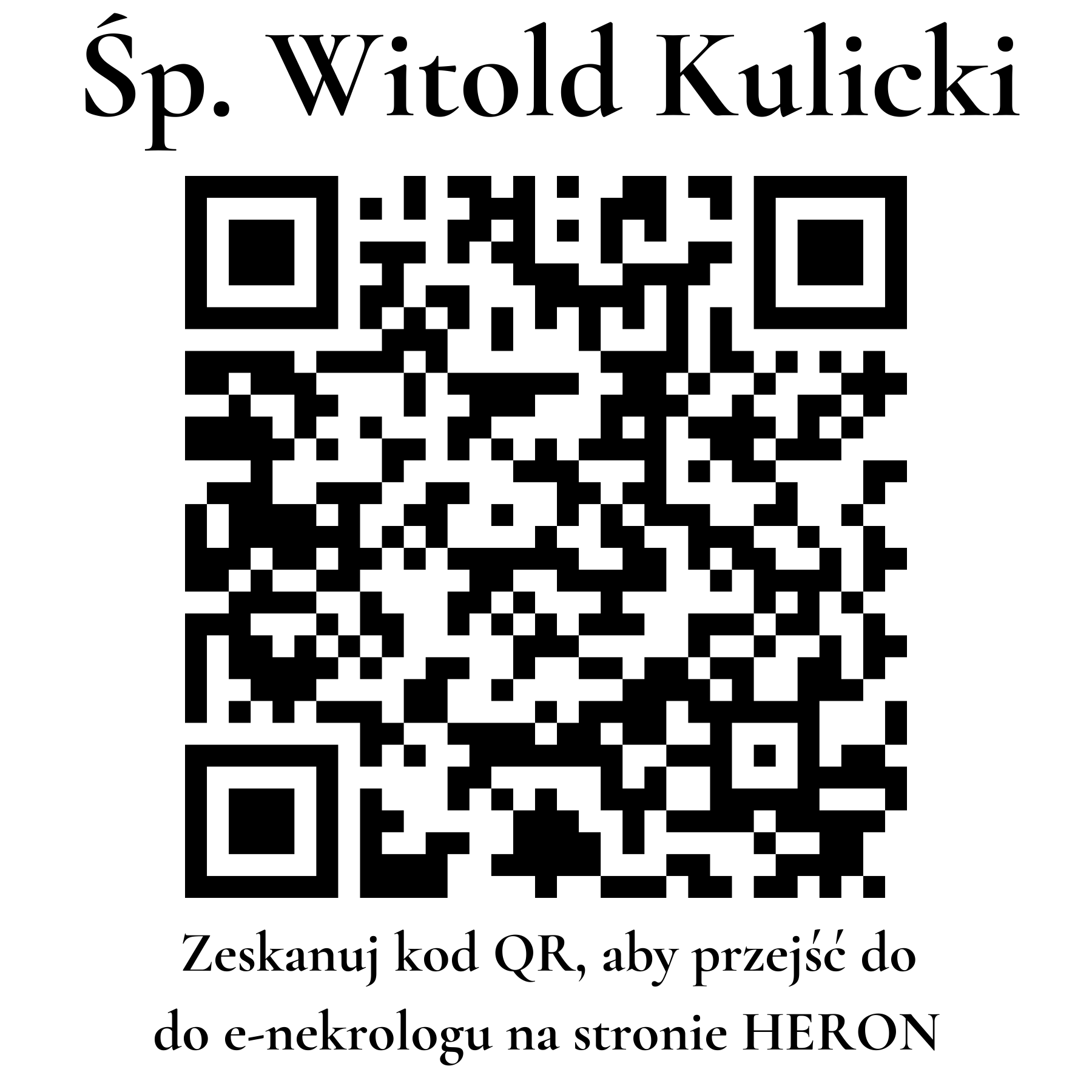 Kod QR do nekrologu Witold Kulicki Kod QR do nekrologu Witold Kulicki