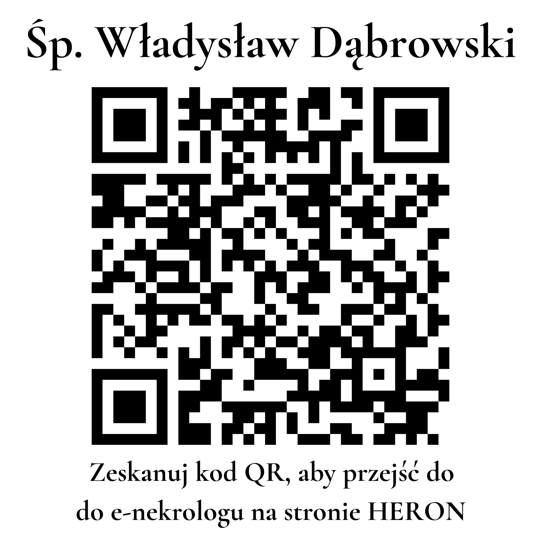 Kod QR do nekrologu Władysław Dąbrowski Kod QR do nekrologu Władysław Dąbrowski