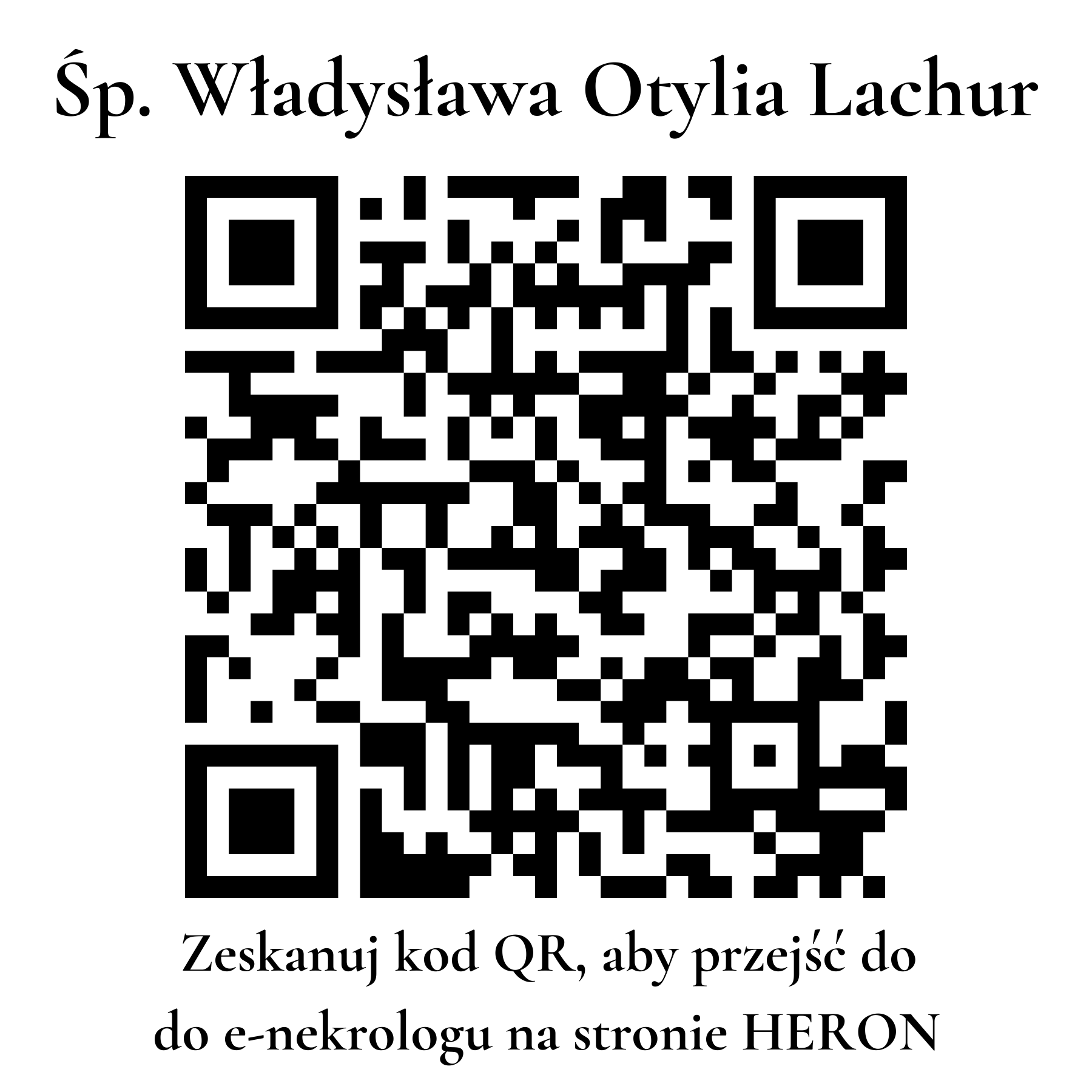 Kod QR do nekrologu Władysława Otylia Lachur Kod QR do nekrologu Władysława Otylia Lachur