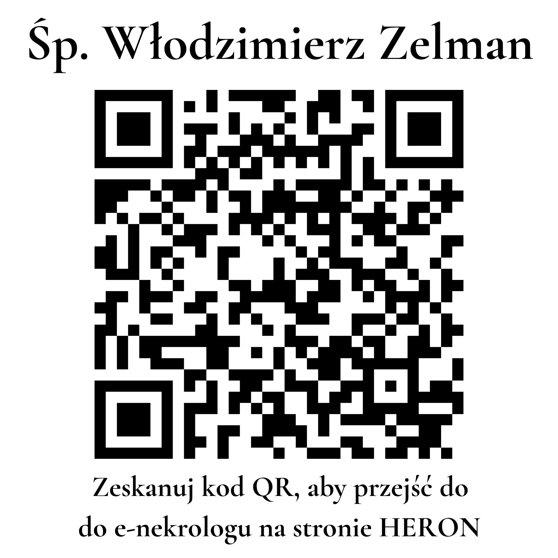 Kod QR do nekrologu Włodzimierz Zelman Kod QR do nekrologu Włodzimierz Zelman