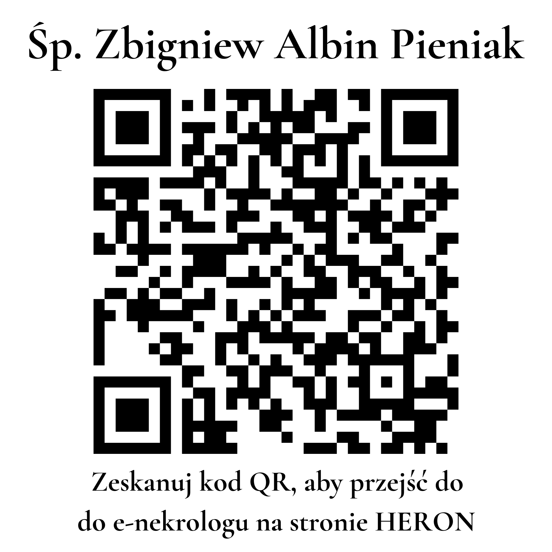 Kod QR do nekrologu Zbigniew Albin Pieniak