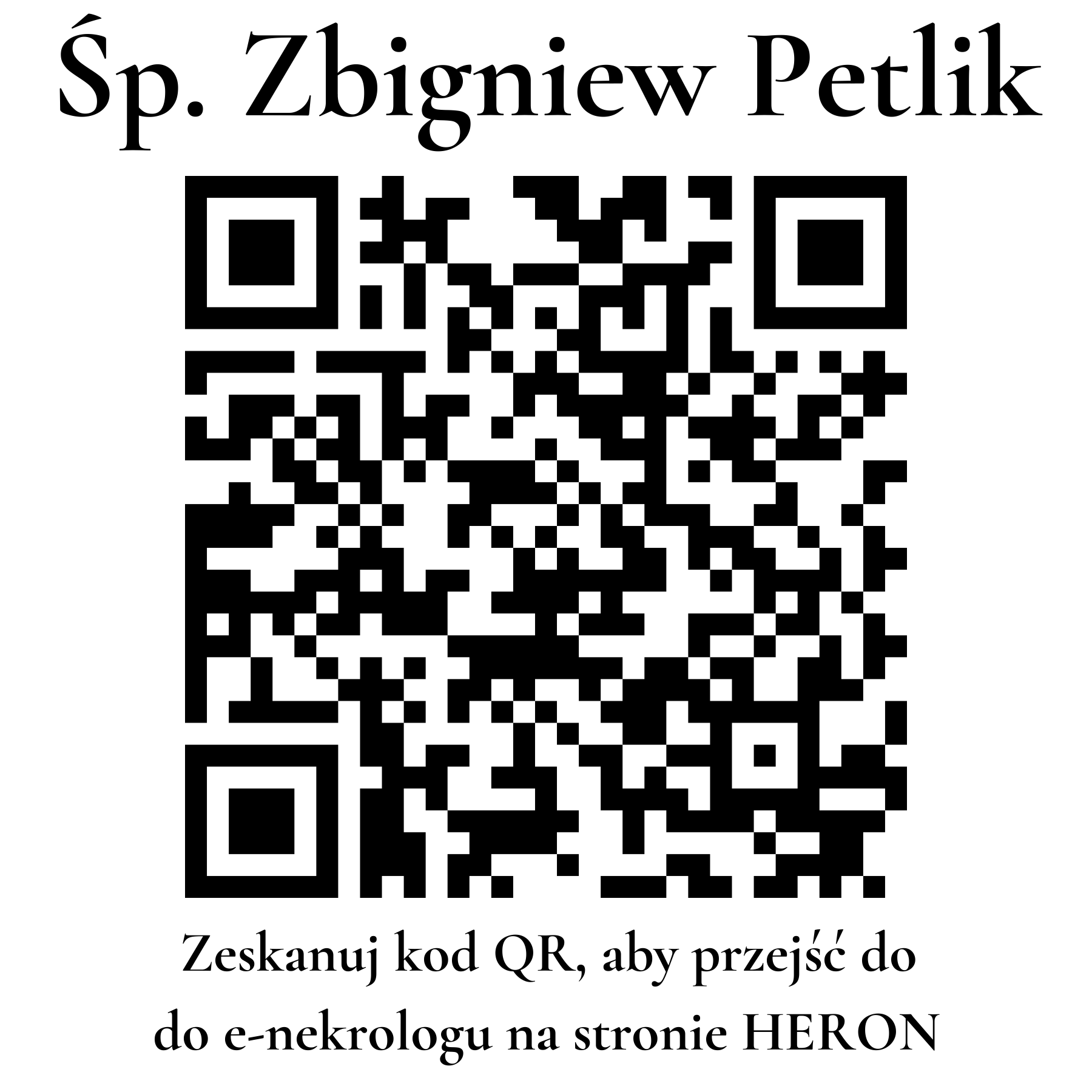 Kod QR do nekrologu Zbigniew Petlik Kod QR do nekrologu Zbigniew Petlik