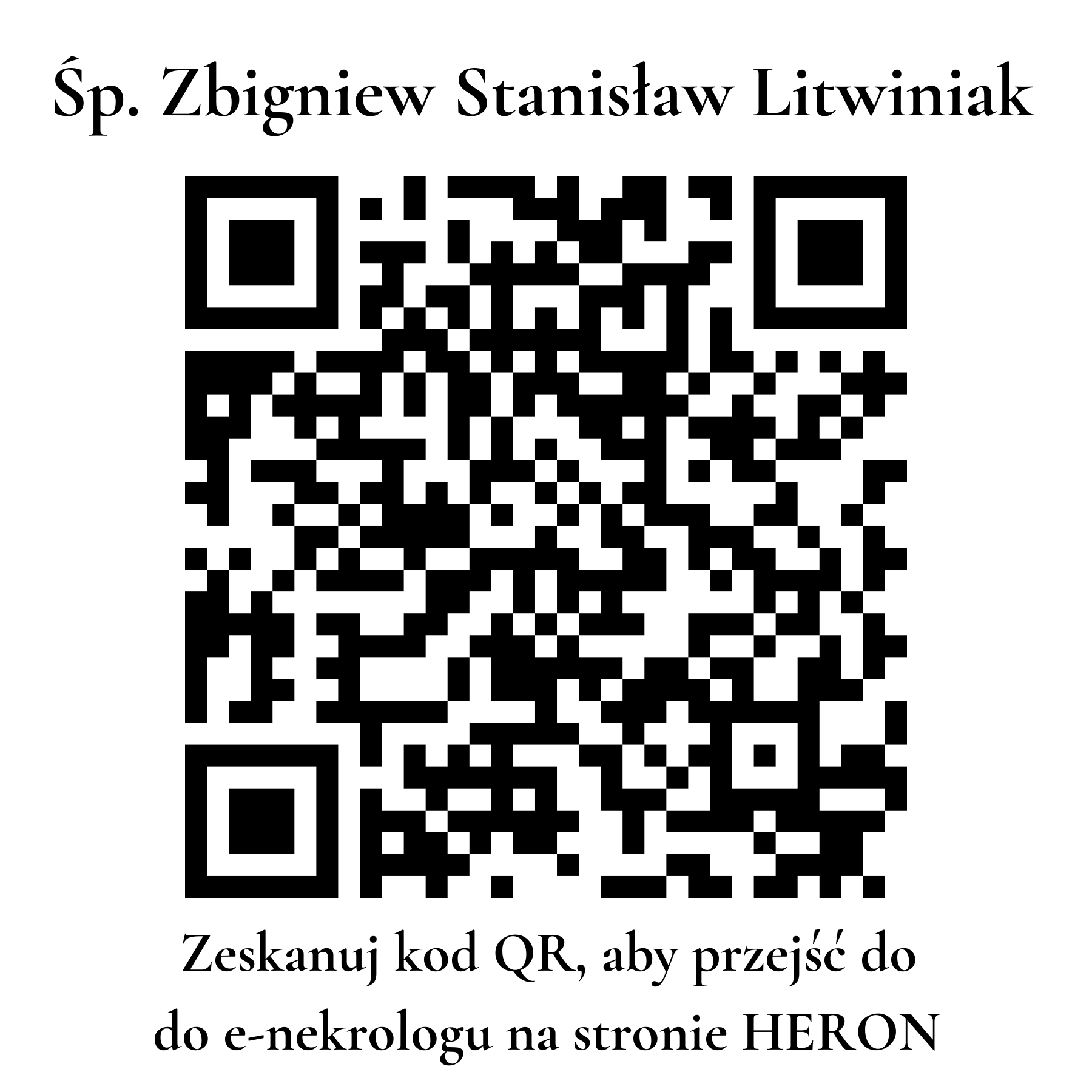Kod QR do nekrologu Zbigniew Stanisław Litwiniak