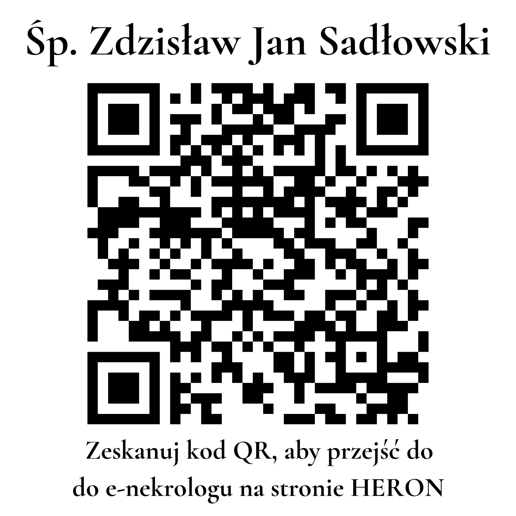Kod QR do nekrologu Zdzisław Jan Sadłowski Kod QR do nekrologu Zdzisław Jan Sadłowski
