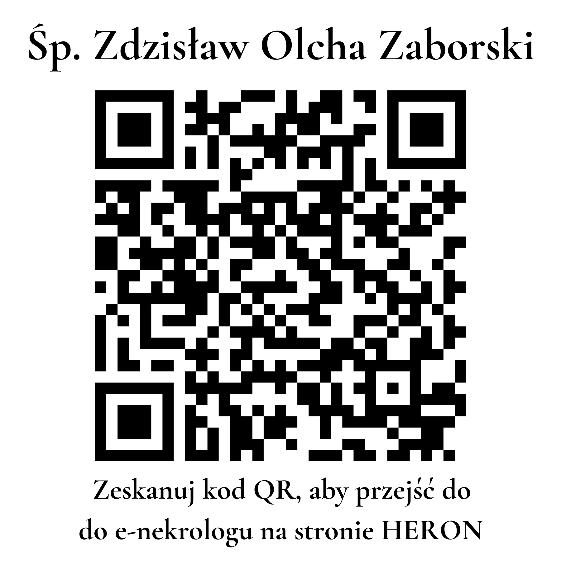 Kod QR do nekrologu Zdzisław Olcha Zaborski Kod QR do nekrologu Zdzisław Olcha Zaborski