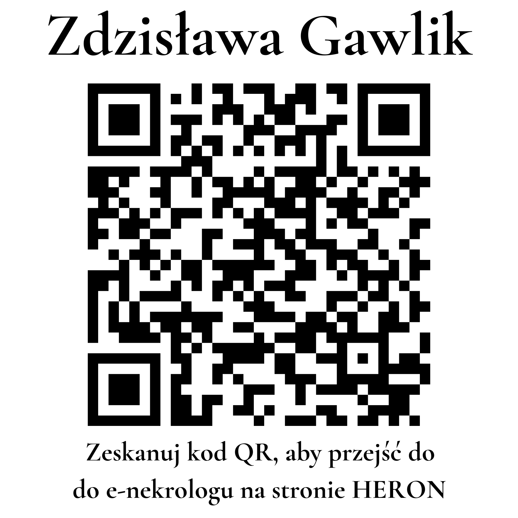 Kod QR do nekrologu Zdzisława Gawlik