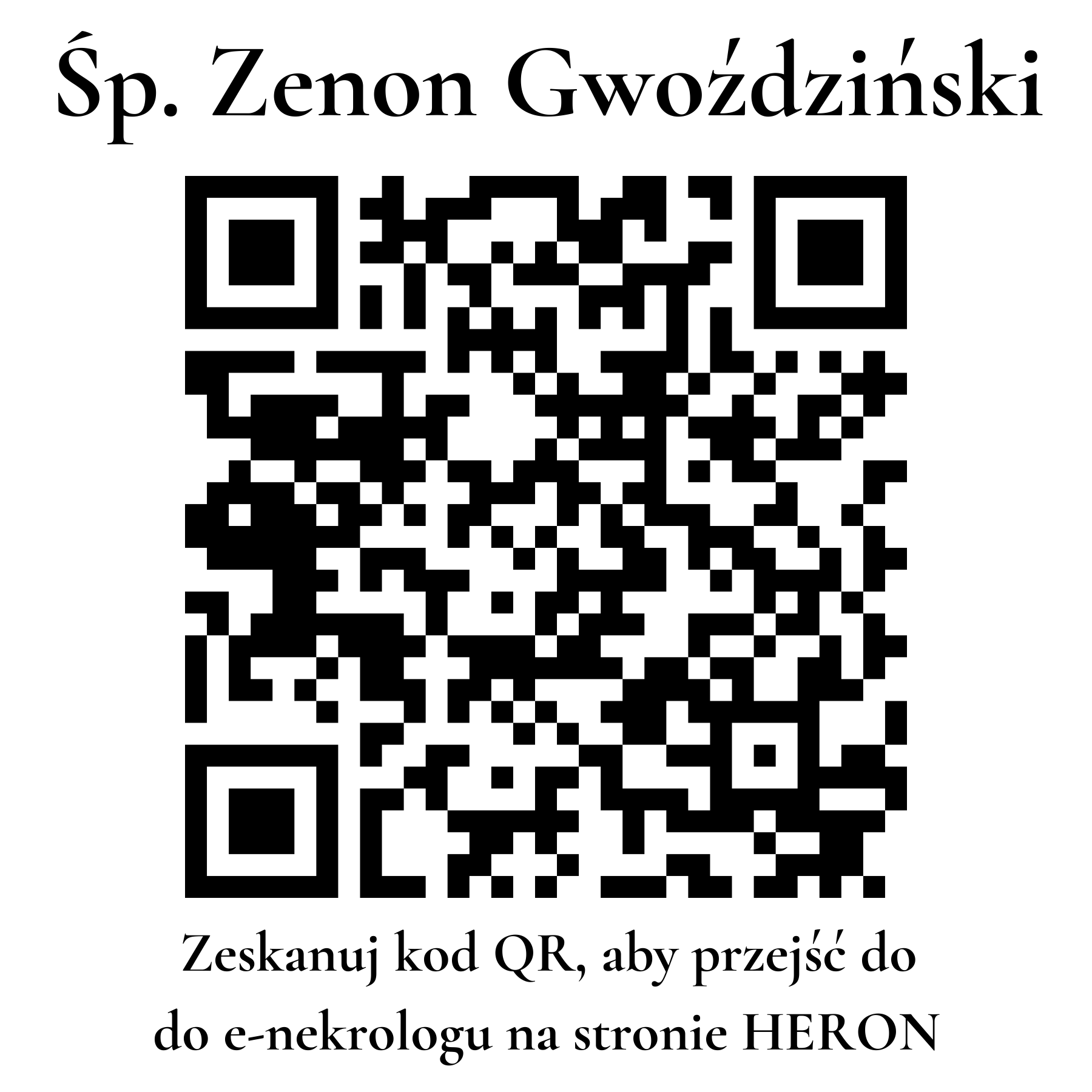 Kod QR do nekrologu Zenon Gwoździński Kod QR do nekrologu Zenon Gwoździński