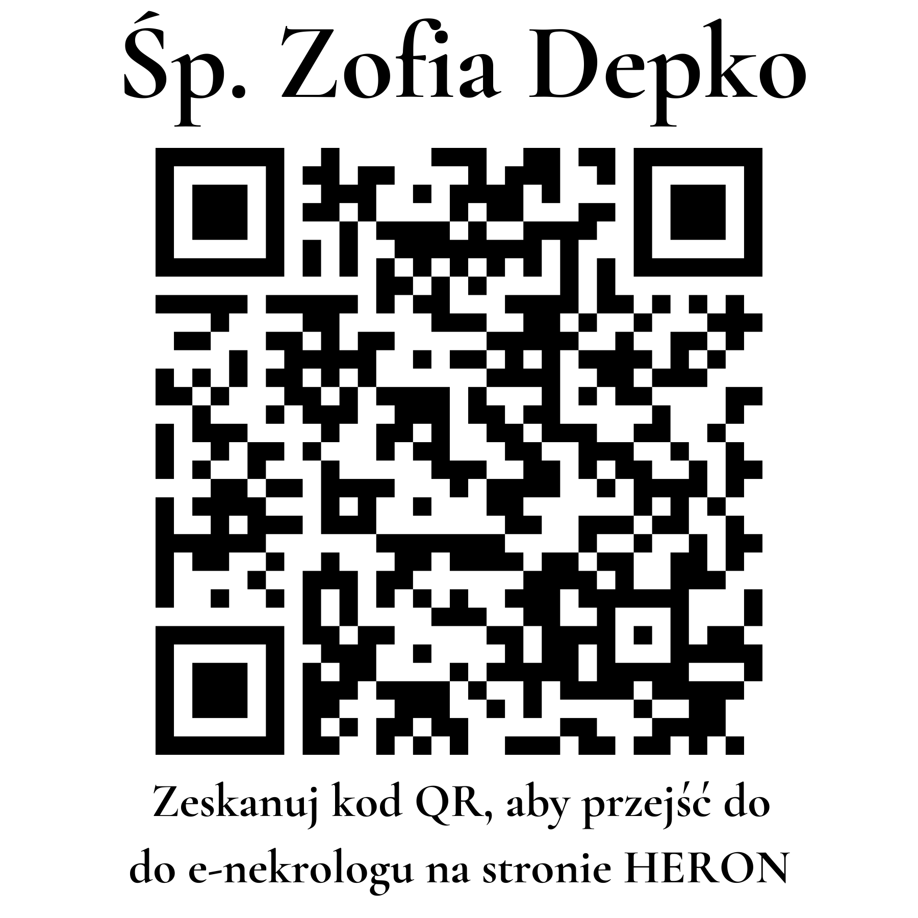 Kod QR do nekrologu Zofia Depko Kod QR do nekrologu Zofia Depko