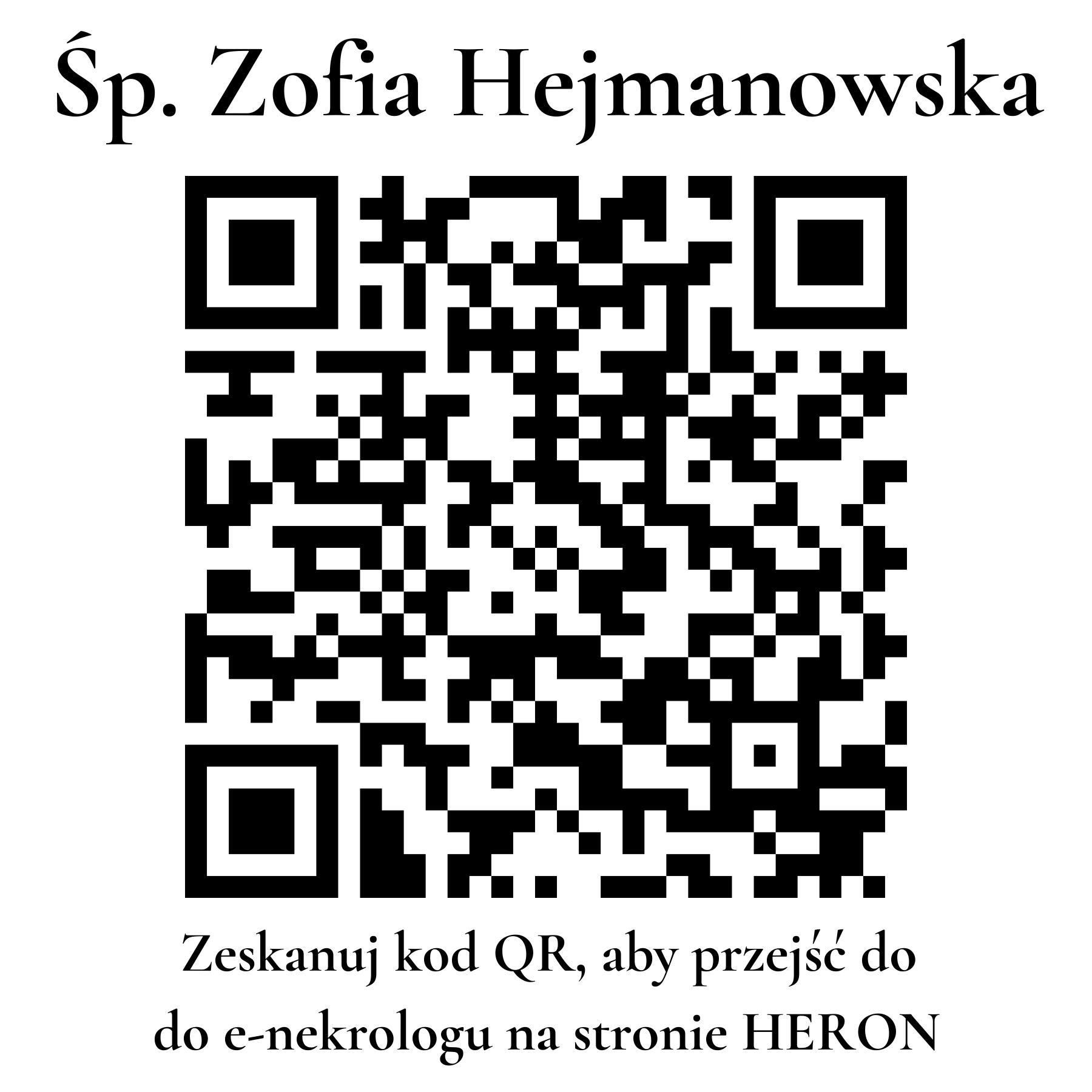 Kod QR do nekrologu Zofia Hejmanowska