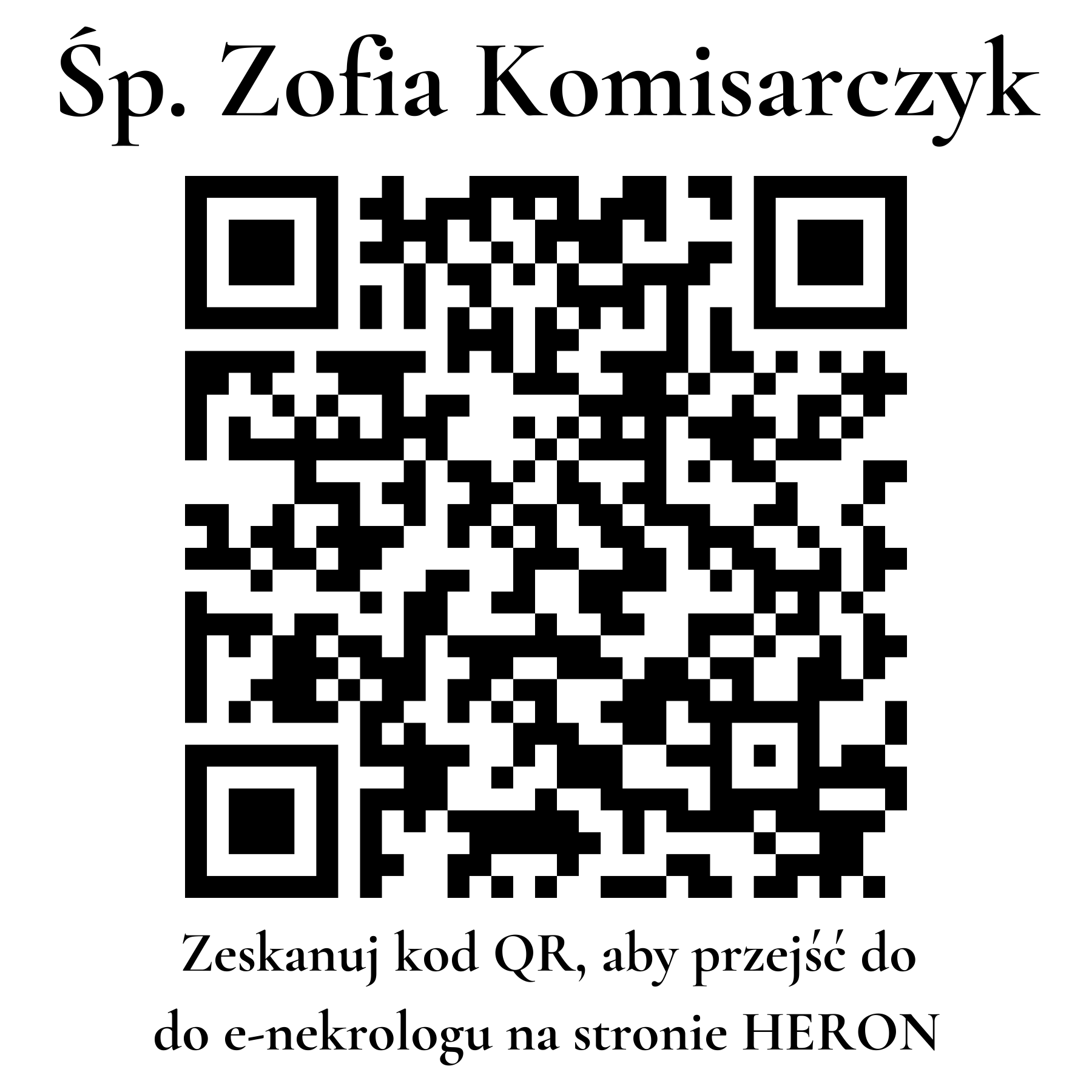 Kod QR do nekrologu Zofia Komisarczyk Kod QR do nekrologu Zofia Komisarczyk