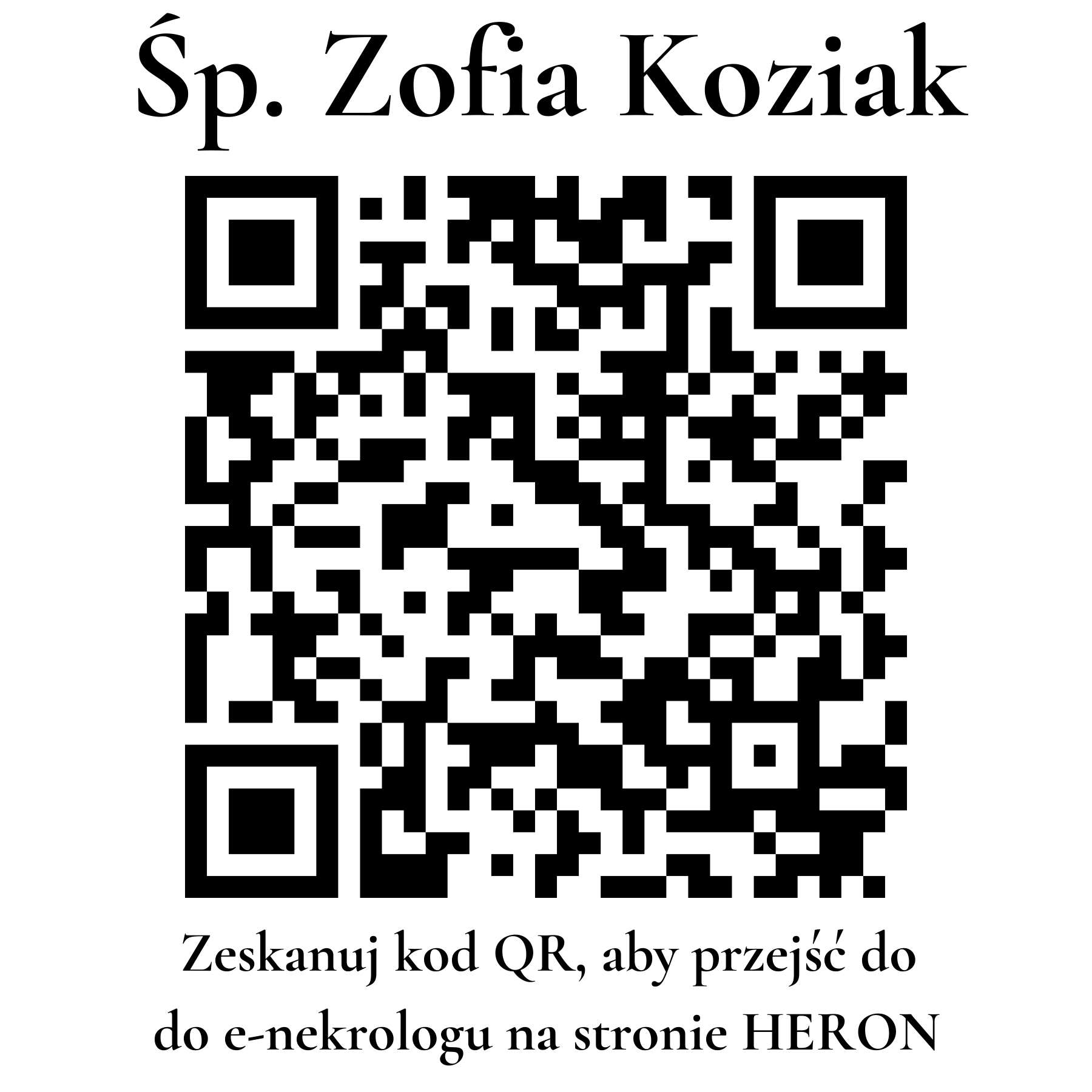 Kod QR do nekrologu Zofia Koziak Kod QR do nekrologu Zofia Koziak