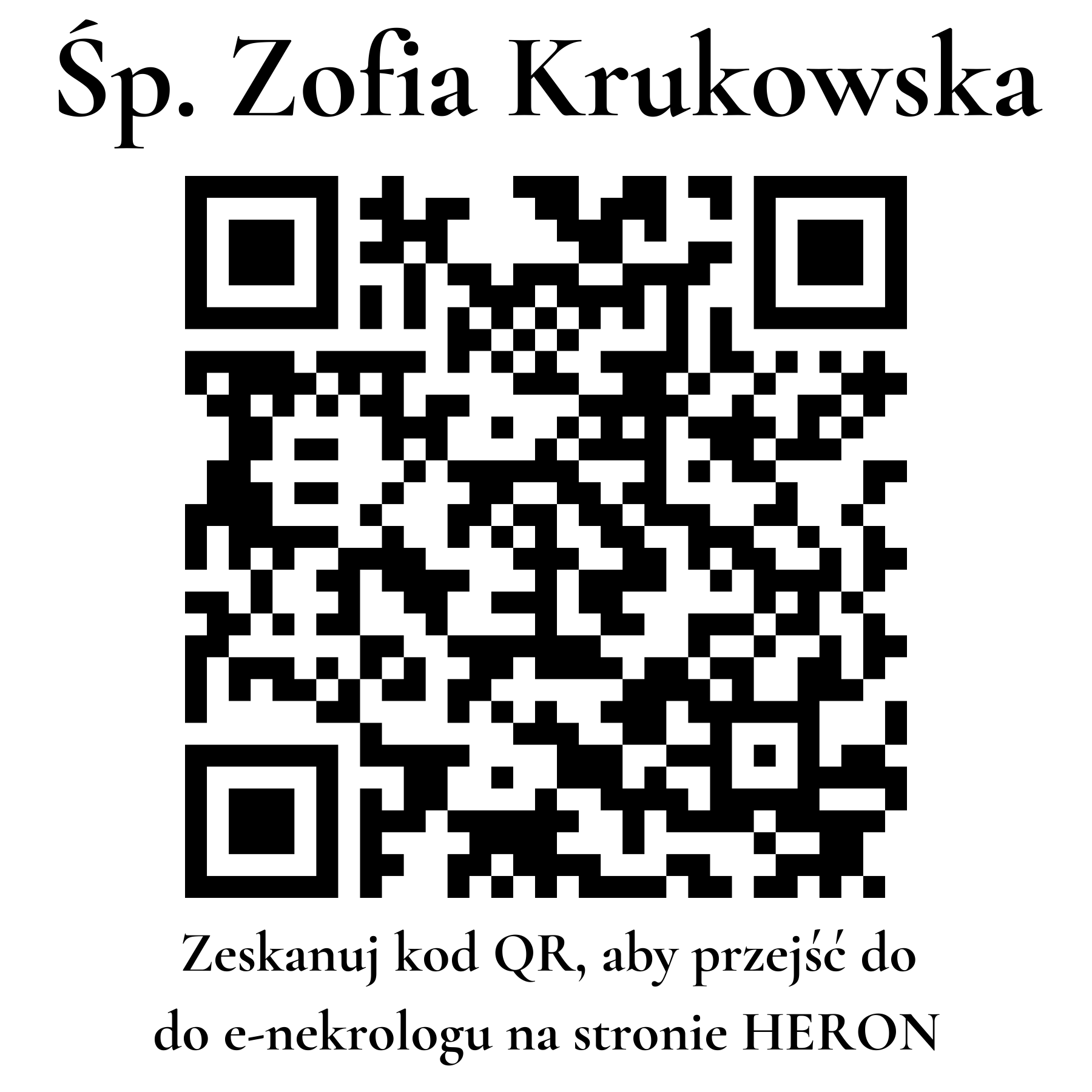 Kod QR do nekrologu Zofia Krukowska Kod QR do nekrologu Zofia Krukowska