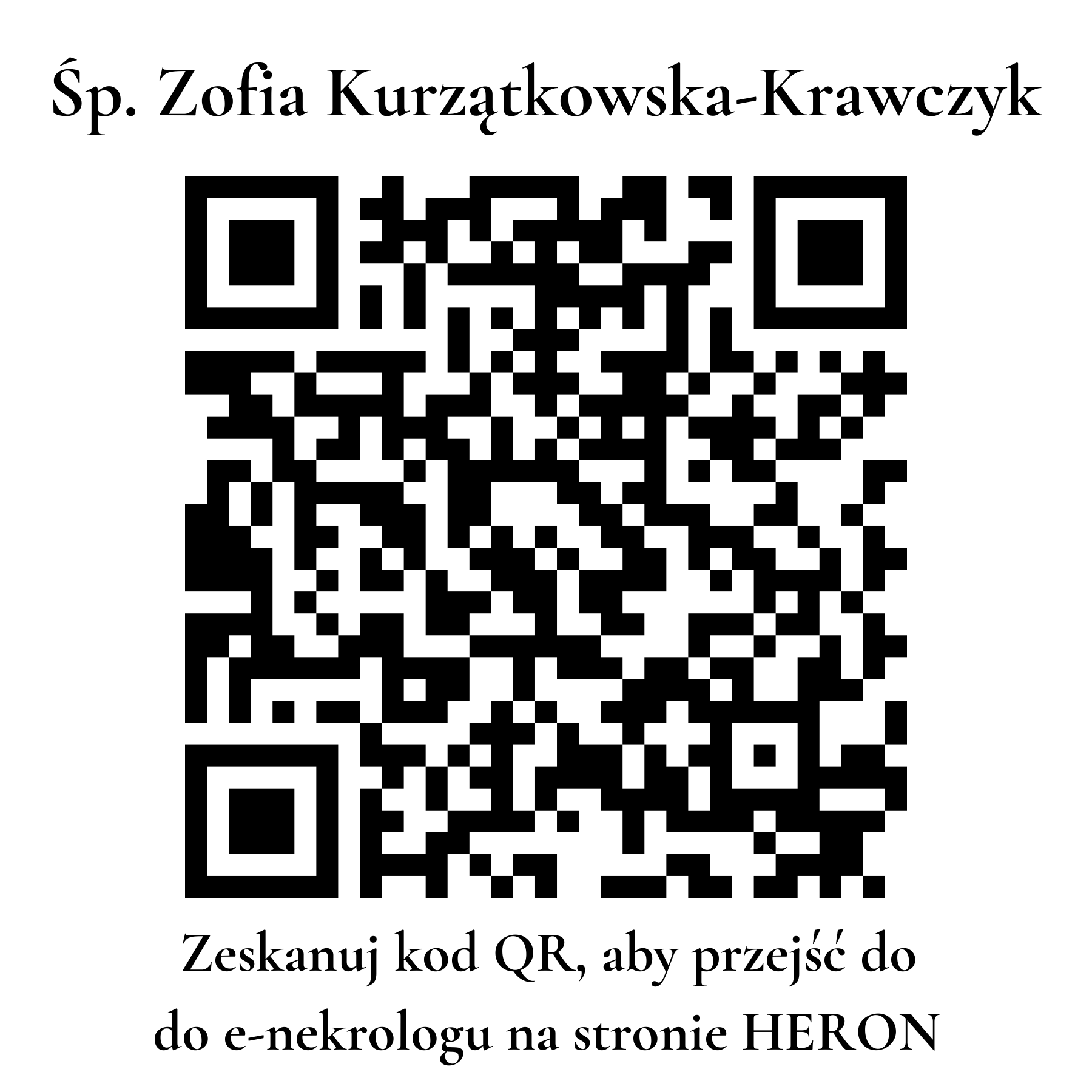 Kod QR do nekrologu Zofia Kurzątkowska-Krawczyk