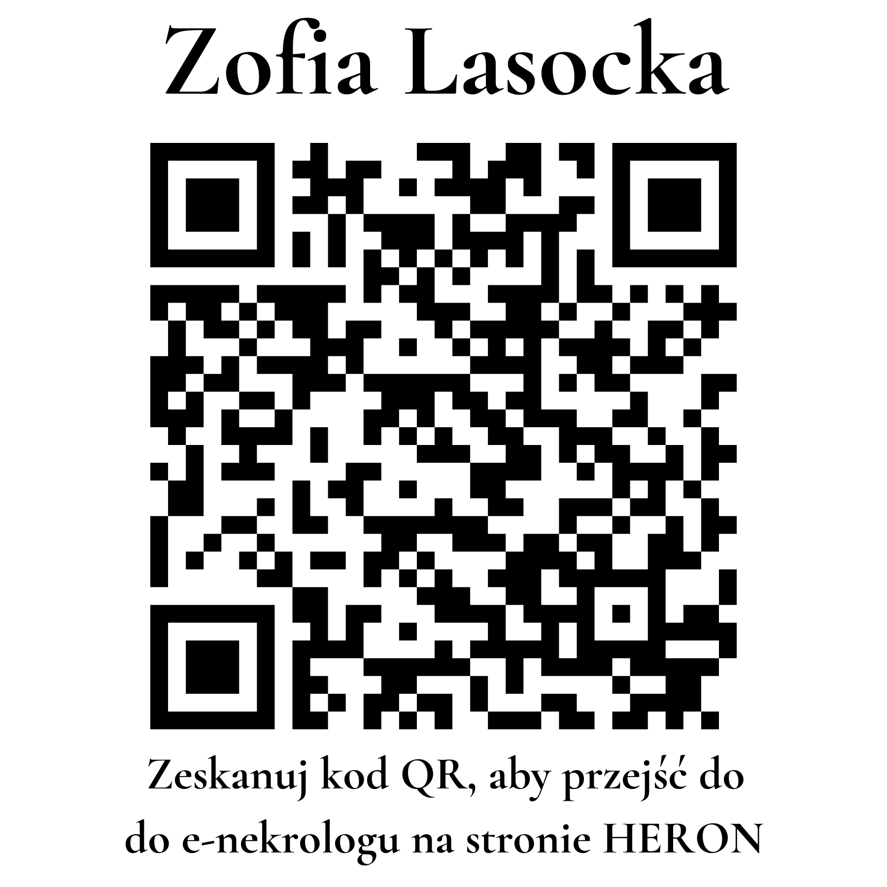 Kod QR do nekrologu Zofia Lasocka Kod QR do nekrologu Zofia Lasocka