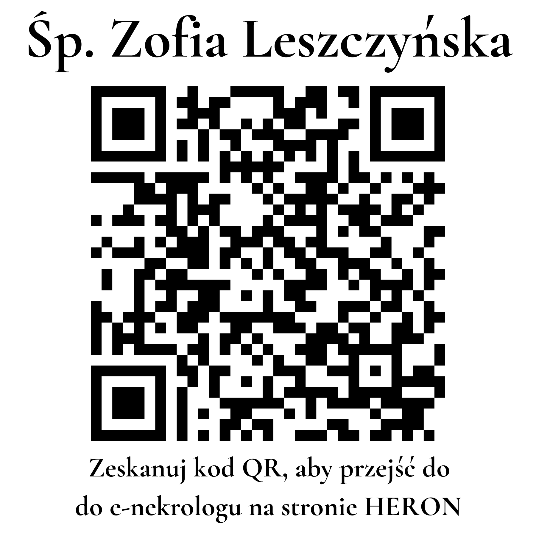 Kod QR do nekrologu Zofia Leszczyńska