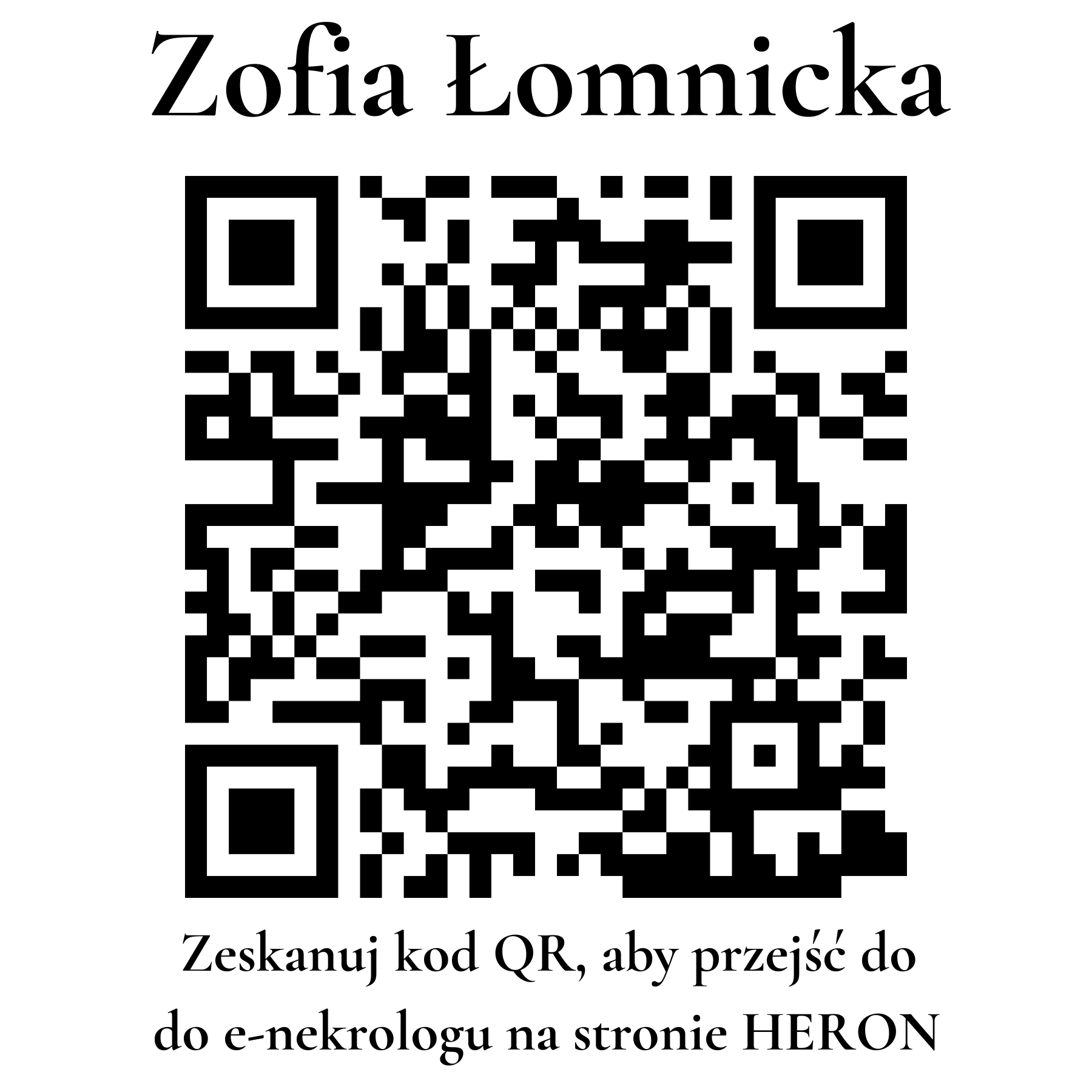 Kod QR do nekrologu Zofia Łomnicka Kod QR do nekrologu Zofia Łomnicka