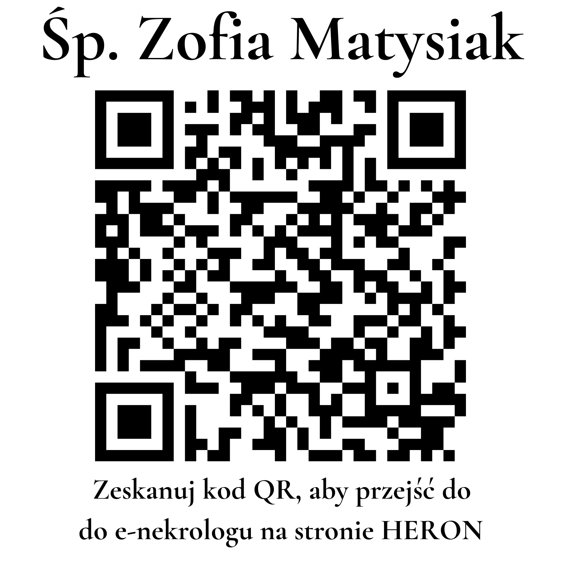 Kod QR do nekrologu Zofia Matysiak Kod QR do nekrologu Zofia Matysiak