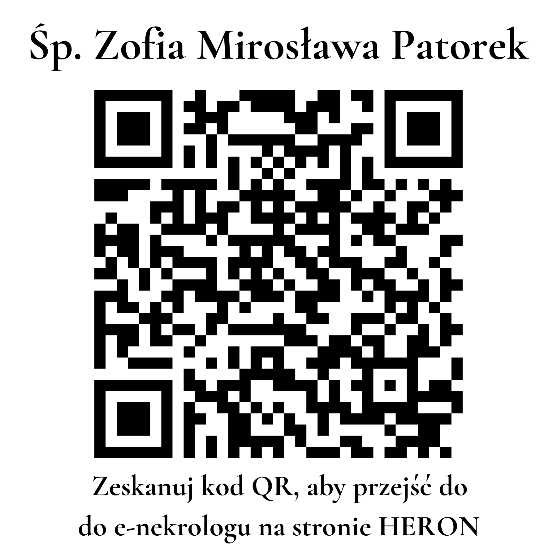 Kod QR do nekrologu Zofia Mirosława Patorek