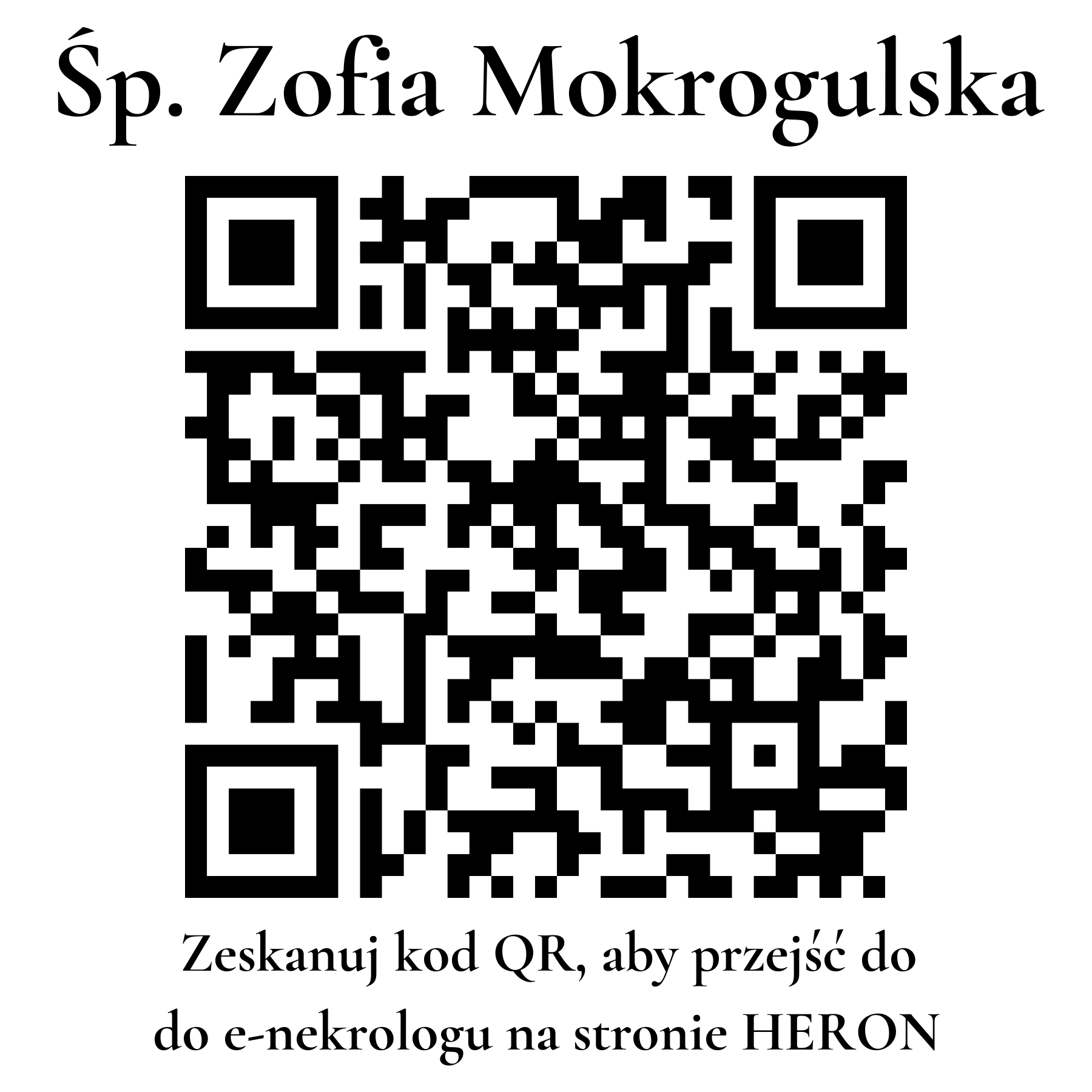 Kod QR do nekrologu Zofia Mokrogulska Kod QR do nekrologu Zofia Mokrogulska