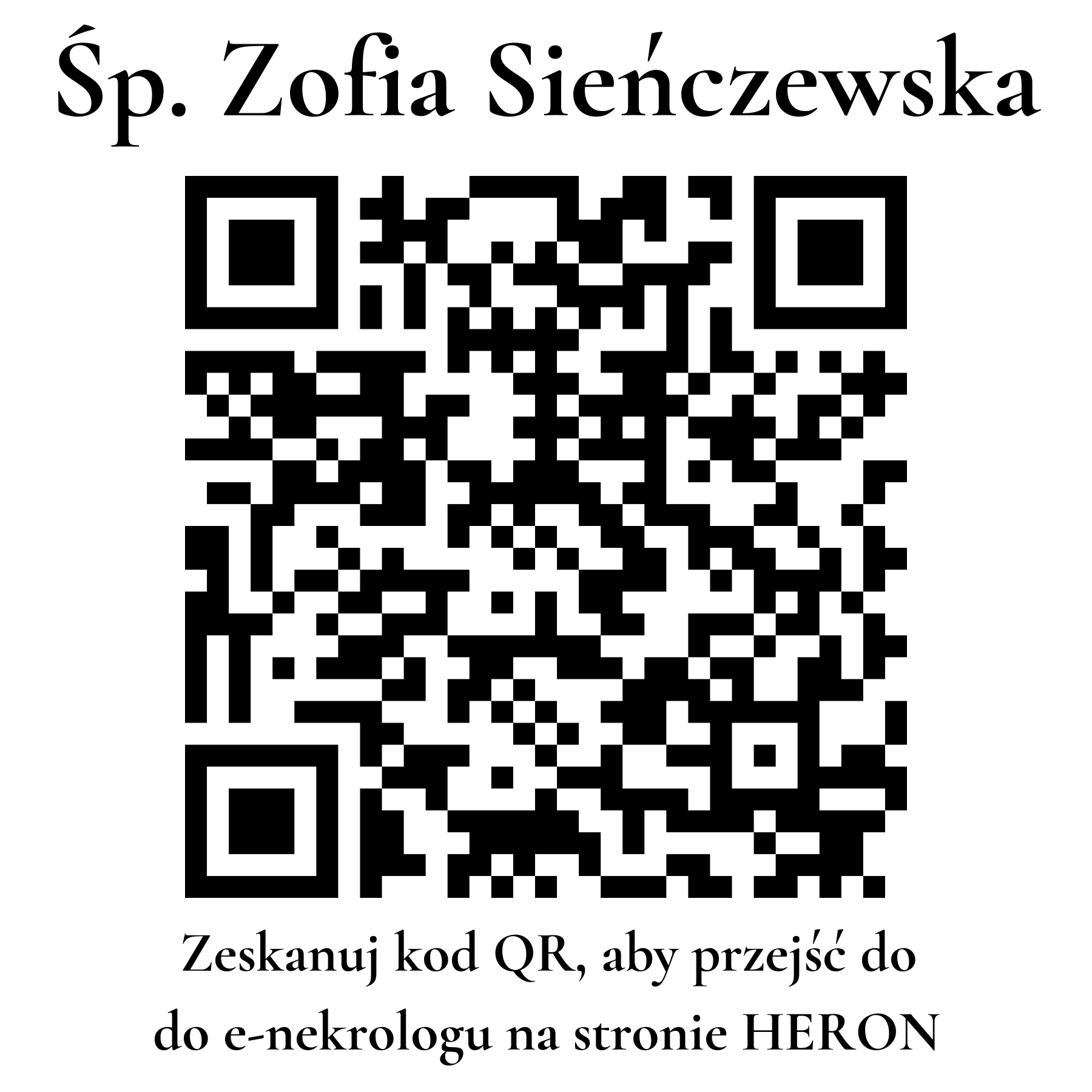 Kod QR do nekrologu Zofia Sieńczewska