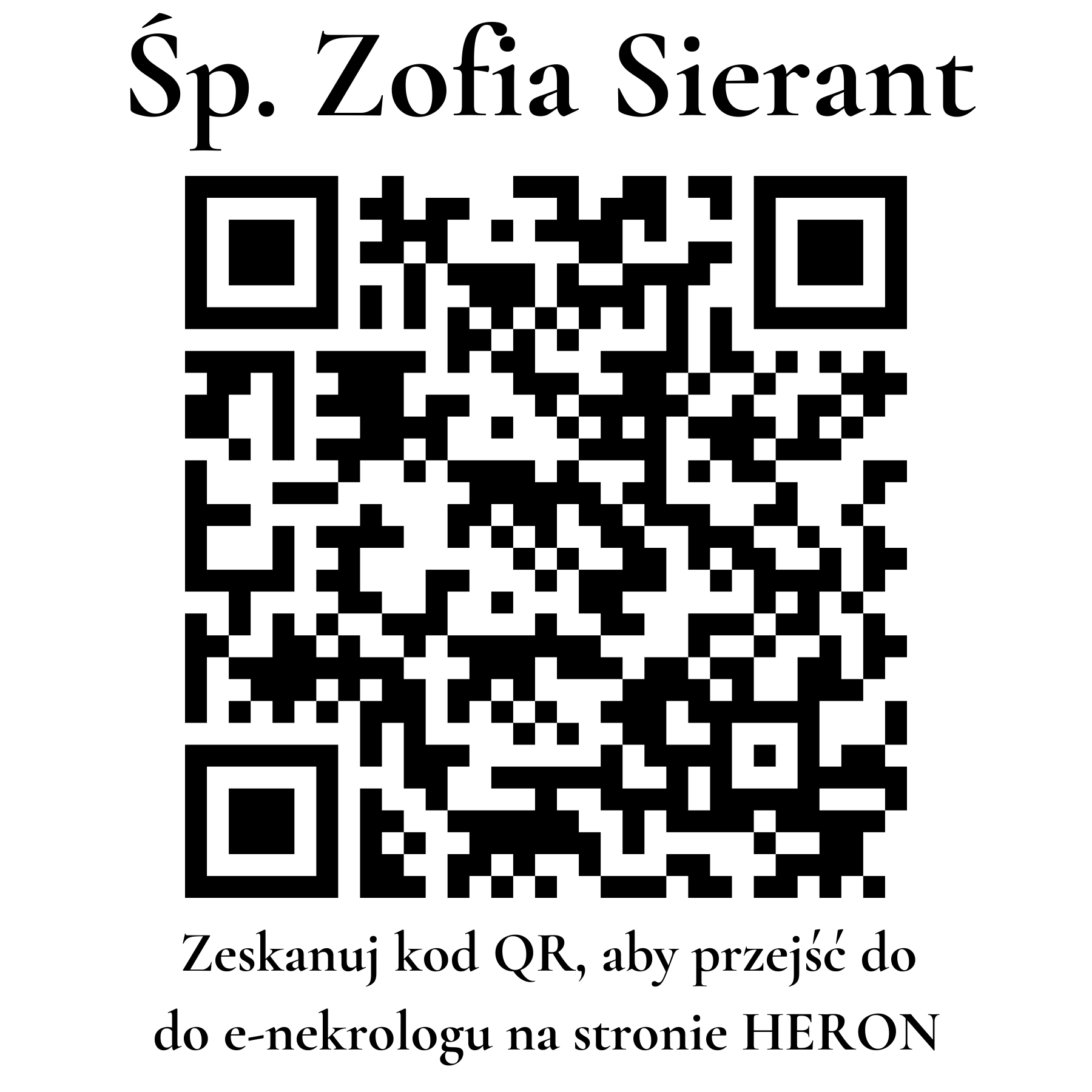 Kod QR do nekrologu Zofia Sierant