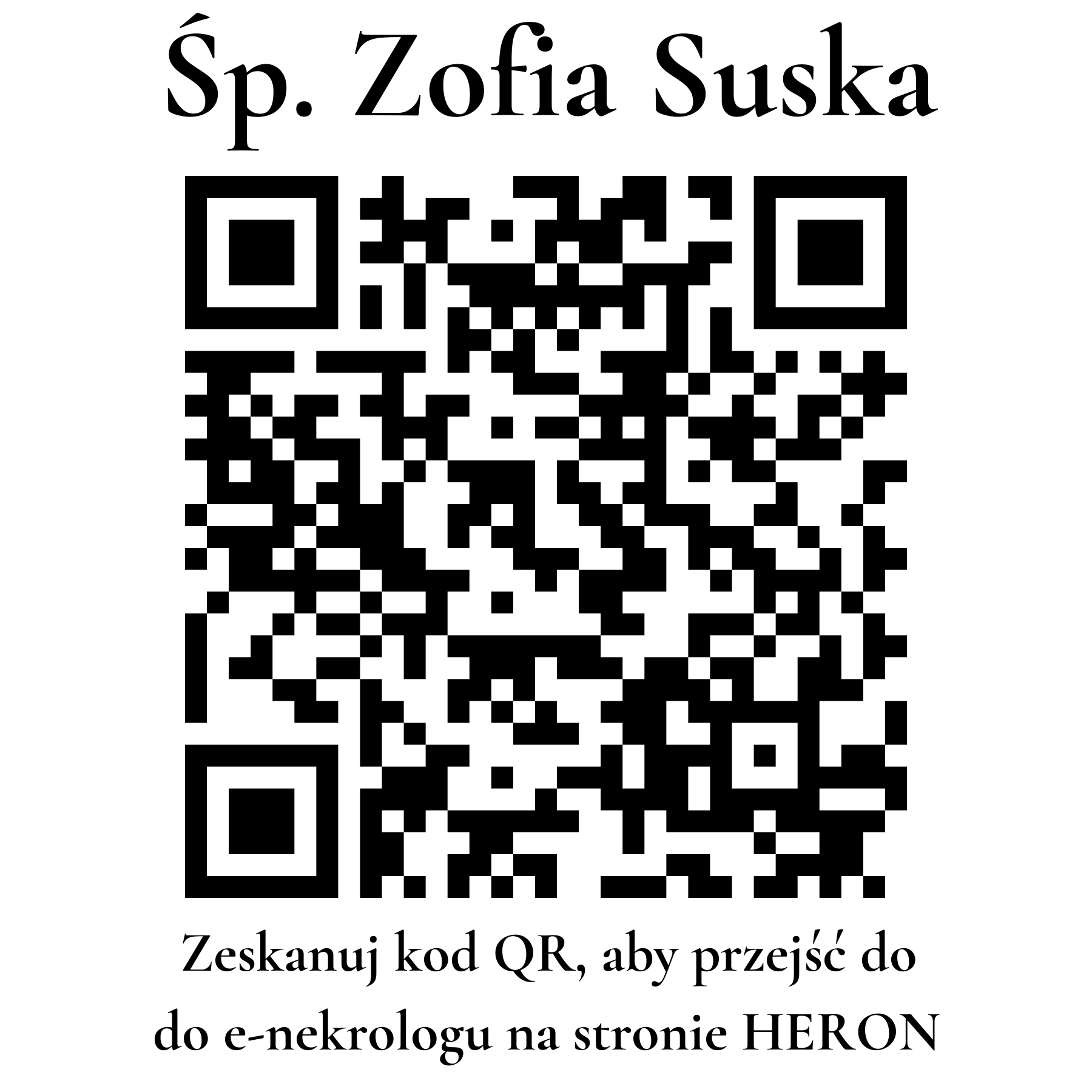 Kod QR do nekrologu Zofia Suska