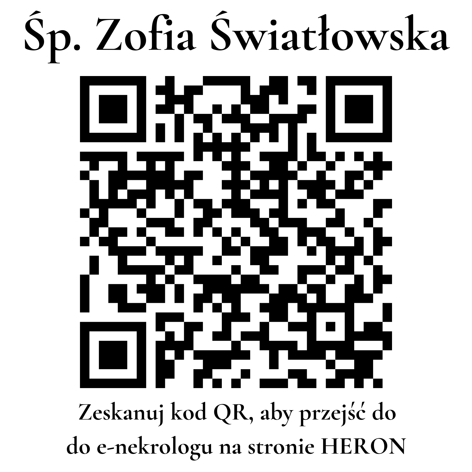 Kod QR do nekrologu Zofia Światłowska