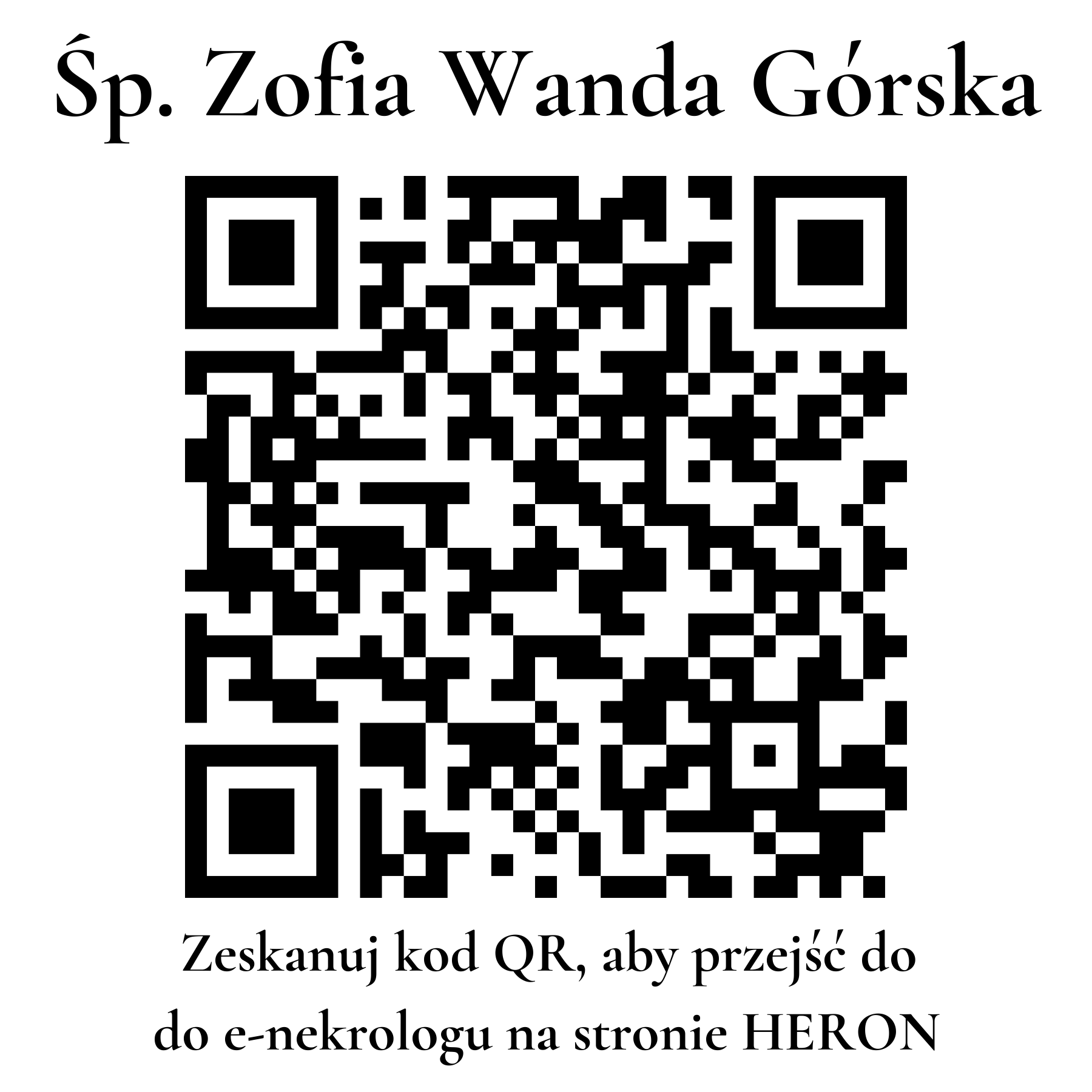 Kod QR do nekrologu Zofia Wanda Górska