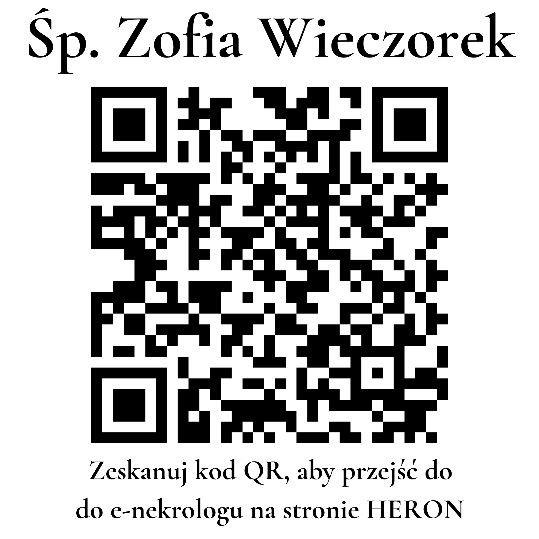 Kod QR do nekrologu Zofia Wieczorek