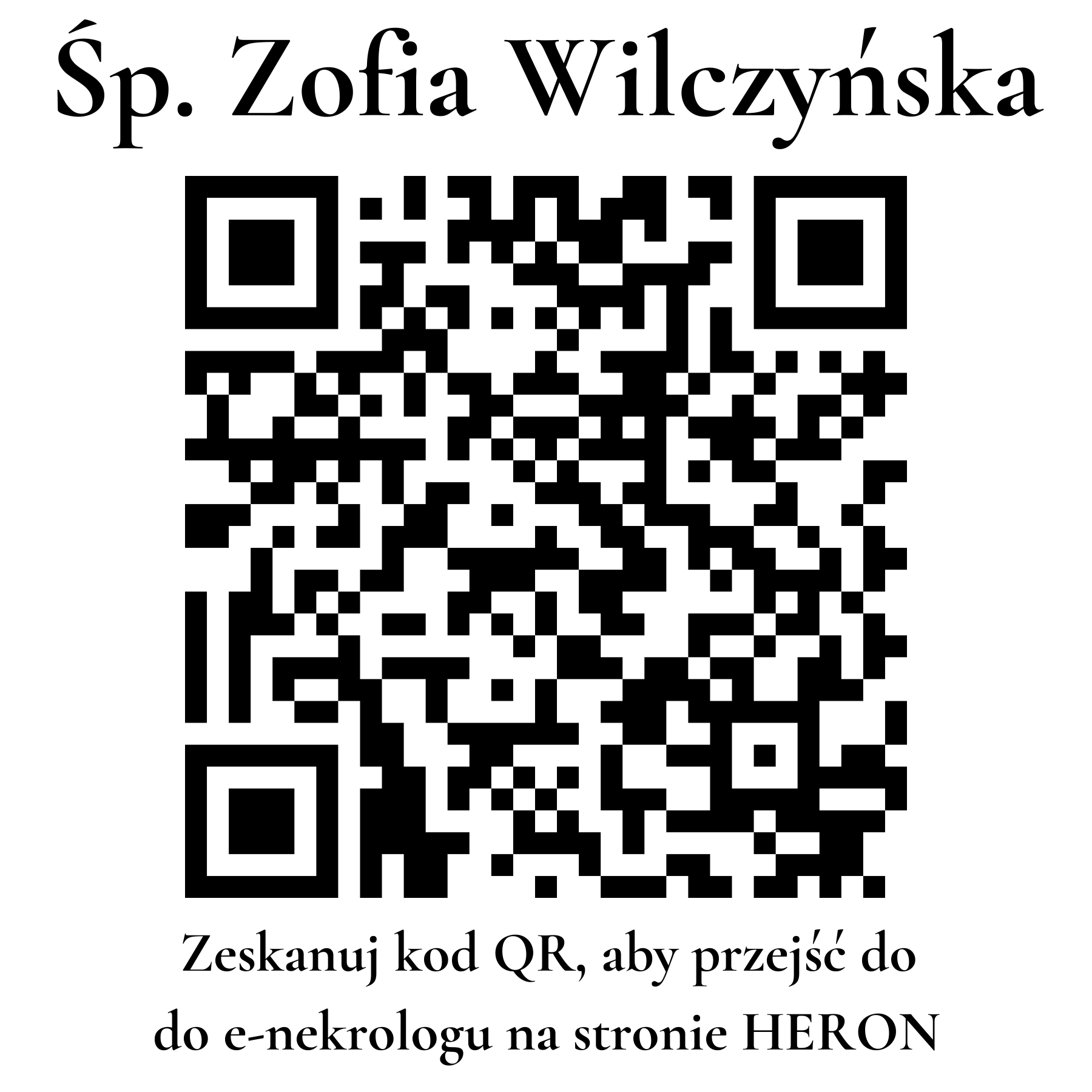 Kod QR do nekrologu Zofia Wilczyńska Kod QR do nekrologu Zofia Wilczyńska