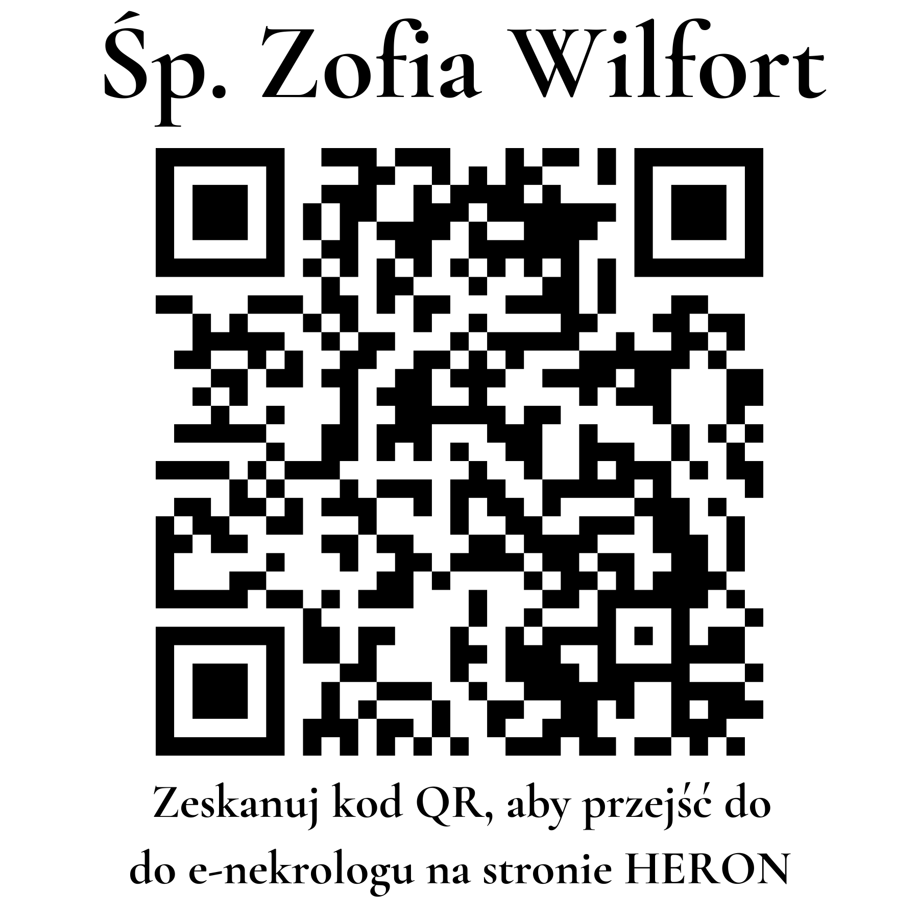 Kod QR do nekrologu Zofia Wilfort