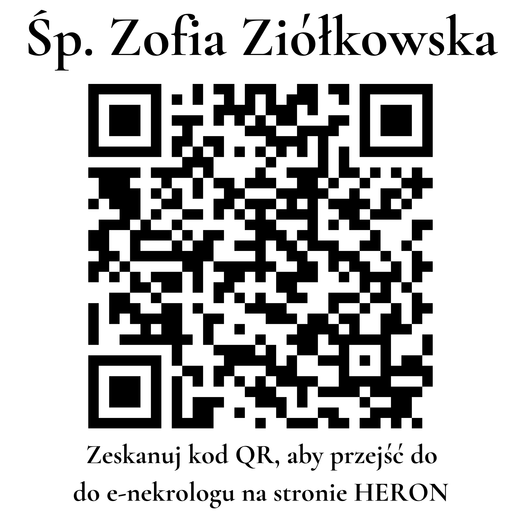 Kod QR do nekrologu Zofia Ziółkowska