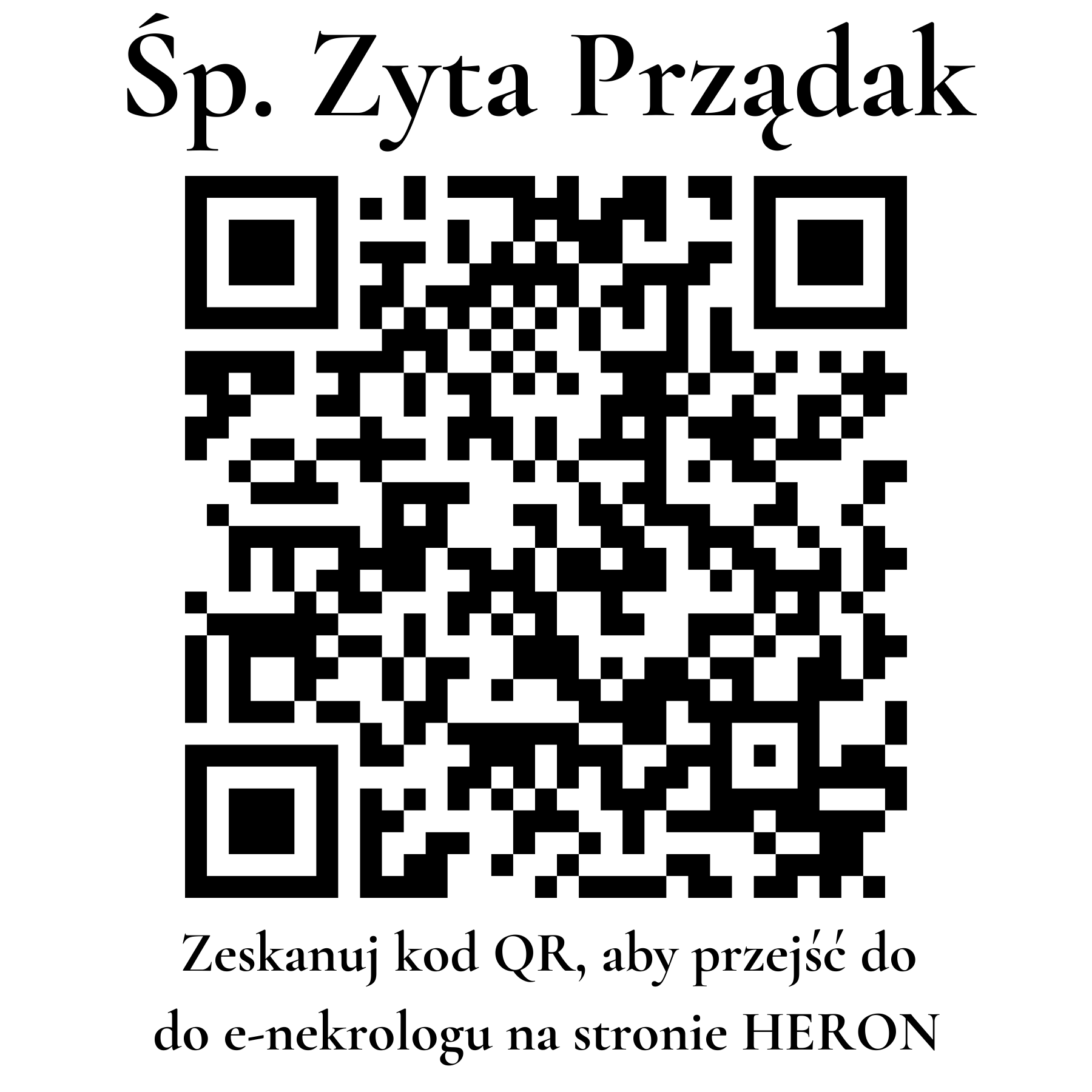 Kod QR do nekrologu Zyta Prządak Kod QR do nekrologu Zyta Prządak
